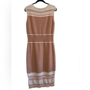 Eva Mendes NY&Co Sleeveless Textured Knit Midi Dress Neutral Stretch L